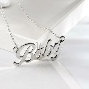 SILVER‎ BABY NECKLACE Y2k Name Cute dainty Gift Retro Teen Cursive Lettering